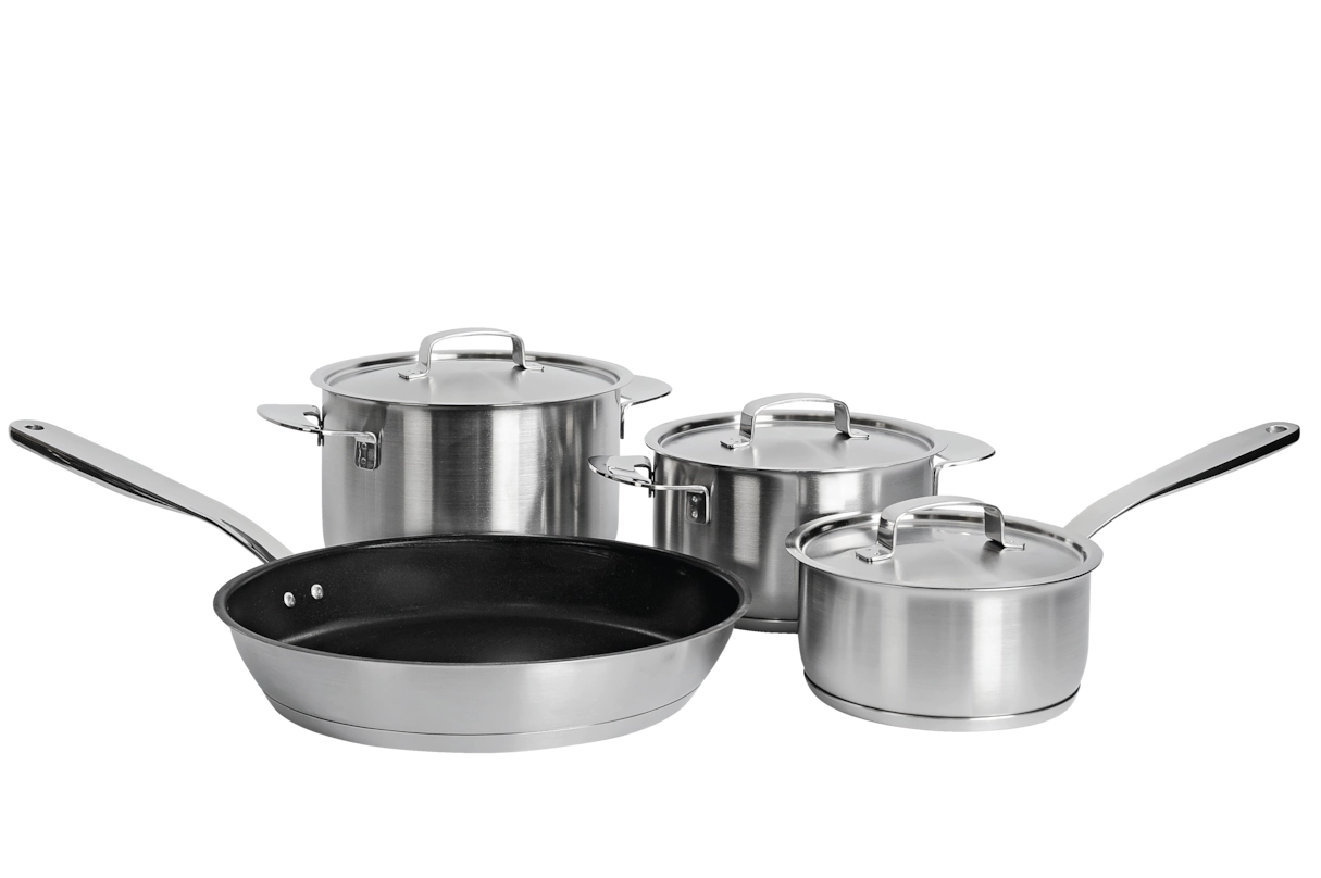 Комплект посуды All Steel с логотипом Miele 4 предмета KMTS 5704-2 Miele купить в Челябинске | Всегда в наличии! | Артикул 11945190 | Официальный сайт