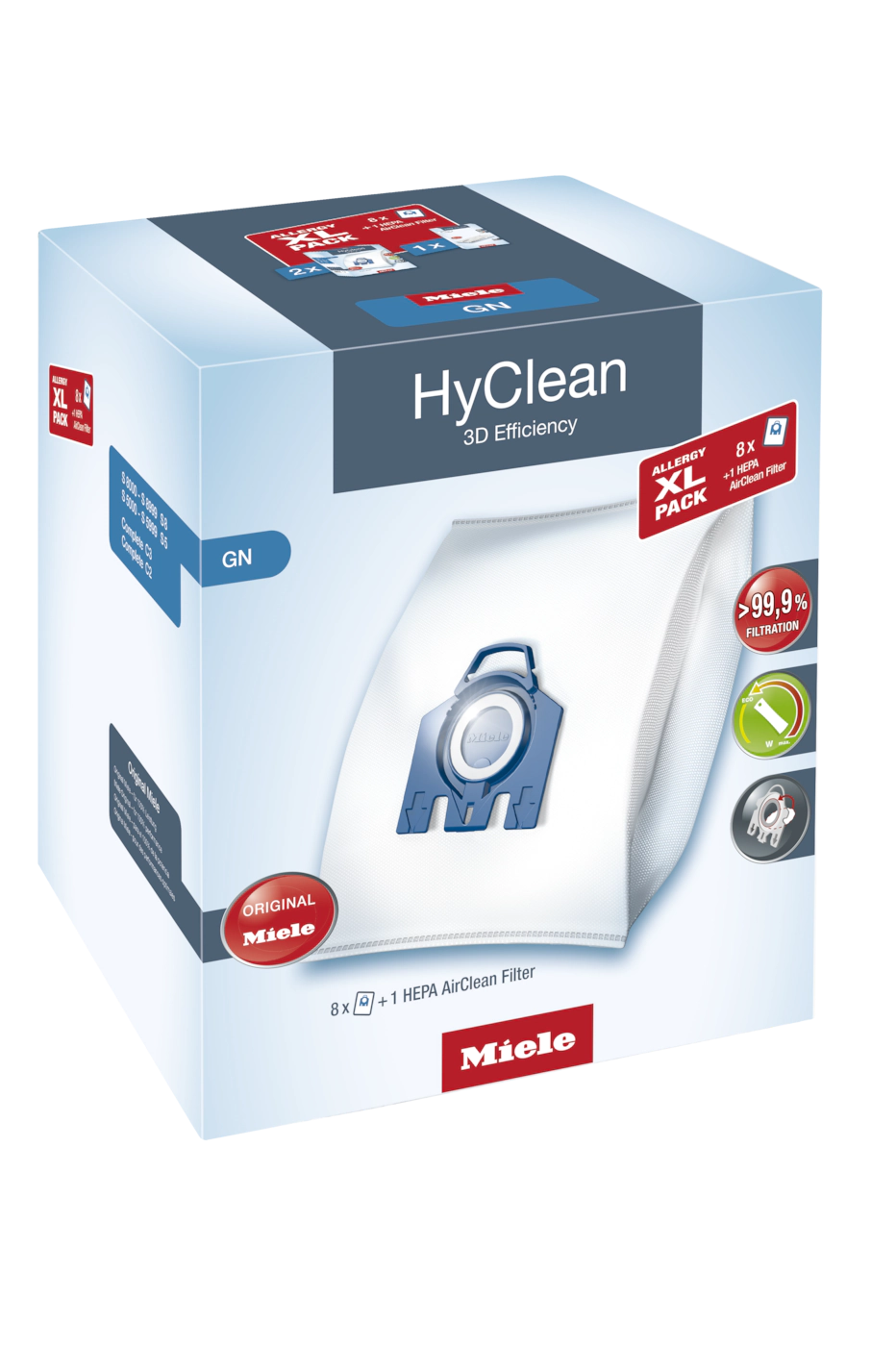 Комплект мешков пылесборников Allergy XL Pack 2 HyClean GN + фильтр HA 50 Miele купить в Челябинске | Всегда в наличии! | Артикул 10632880 | Официальный сайт